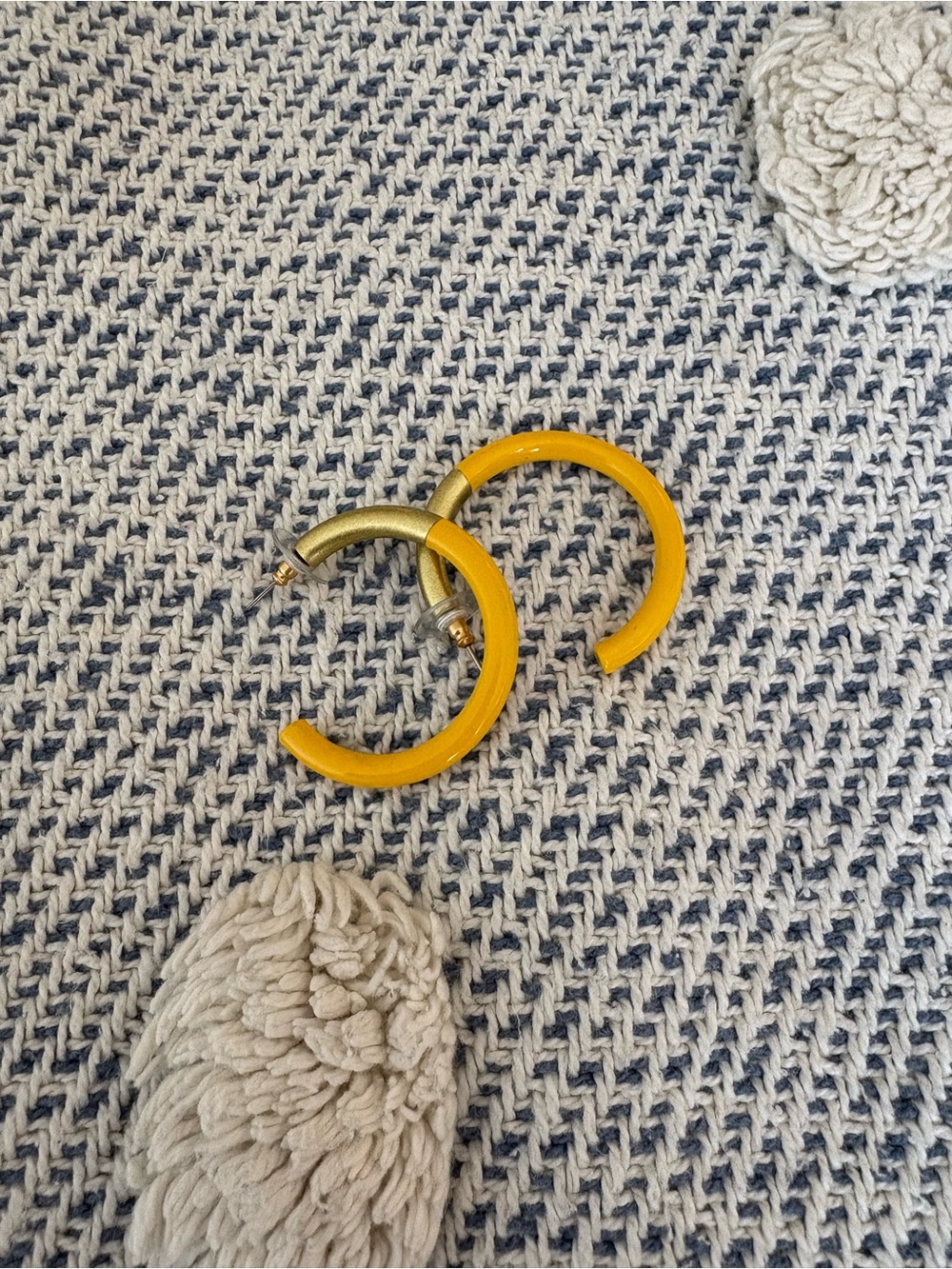 Yellow & gold large open hoop earrings